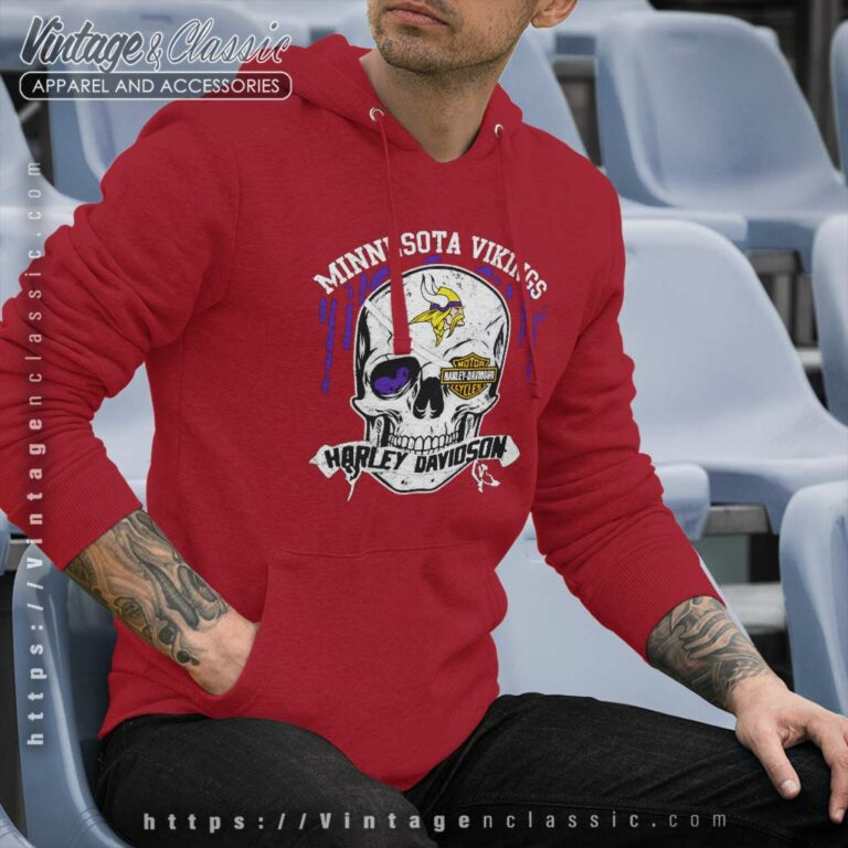 Minnesota Vikings Harley Daivsion Skull Hoodie Minnesota Vikings Harley Daivsion Skull Hoodie