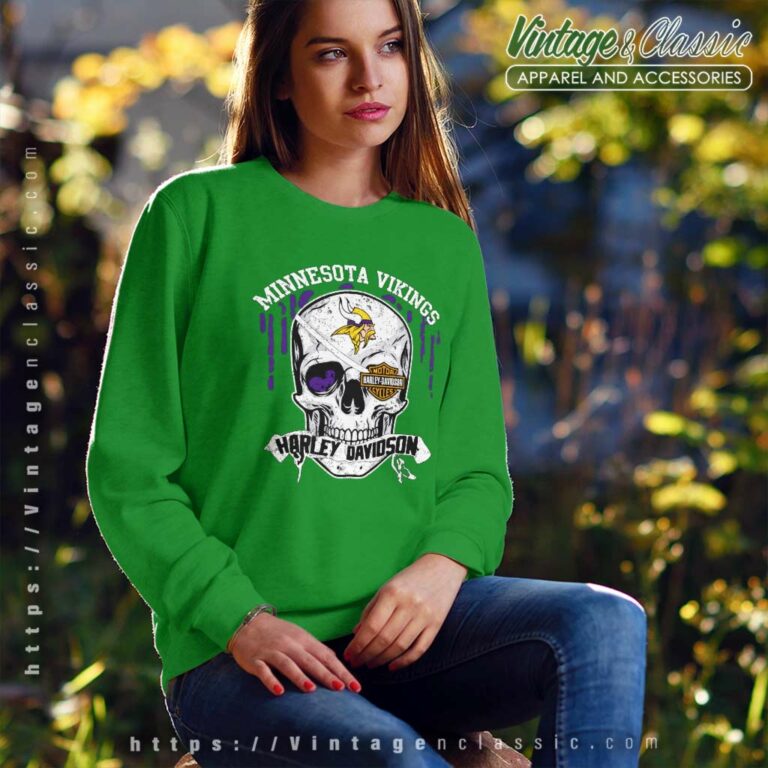 Minnesota Vikings Harley Daivsion Skull Sweatshirt Minnesota Vikings Harley Daivsion Skull Sweatshirt