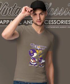 Minnesota Vikings Lets Play Football Together Snoopy Shirt V Neck TShirt