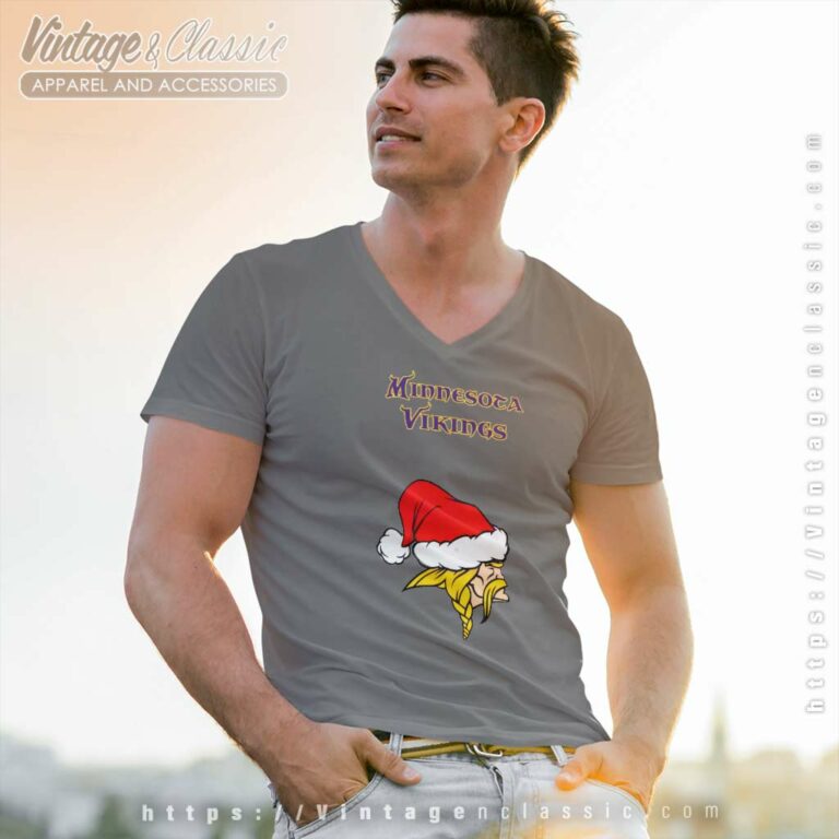 Minnesota Vikings Nfl Christmas Logo V Neck TShirt Minnesota Vikings Nfl Christmas Logo V Neck TShirt