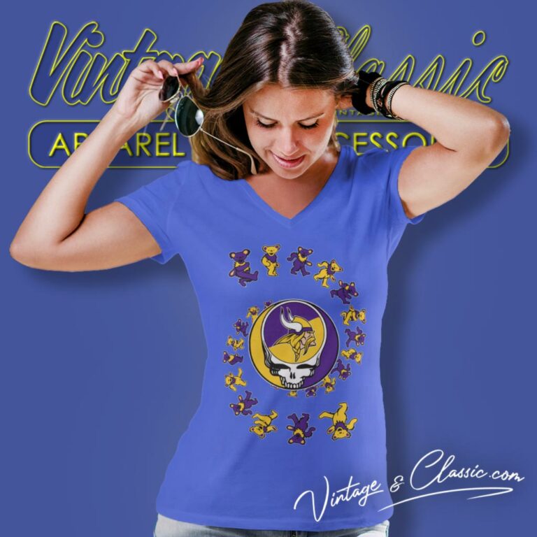 Minnesota Vikings Nfl Grateful Dancing Bears V Neck TShirt Minnesota Vikings Nfl Grateful Dancing Bears V Neck TShirt