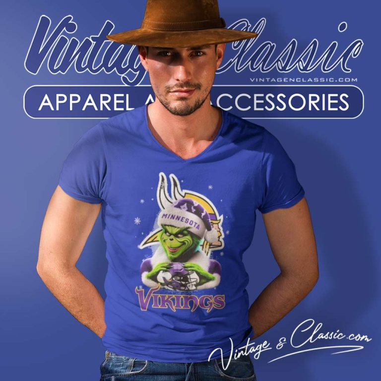 Minnesota Vikings Santa Grinch Christmas Love V Neck TShirt Minnesota Vikings Santa Grinch Christmas Love V Neck TShirt