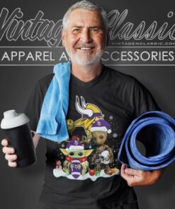 Minnesota Vikings Shirt Baby Yoda And Groot Santa Christmas V Neck TShirt