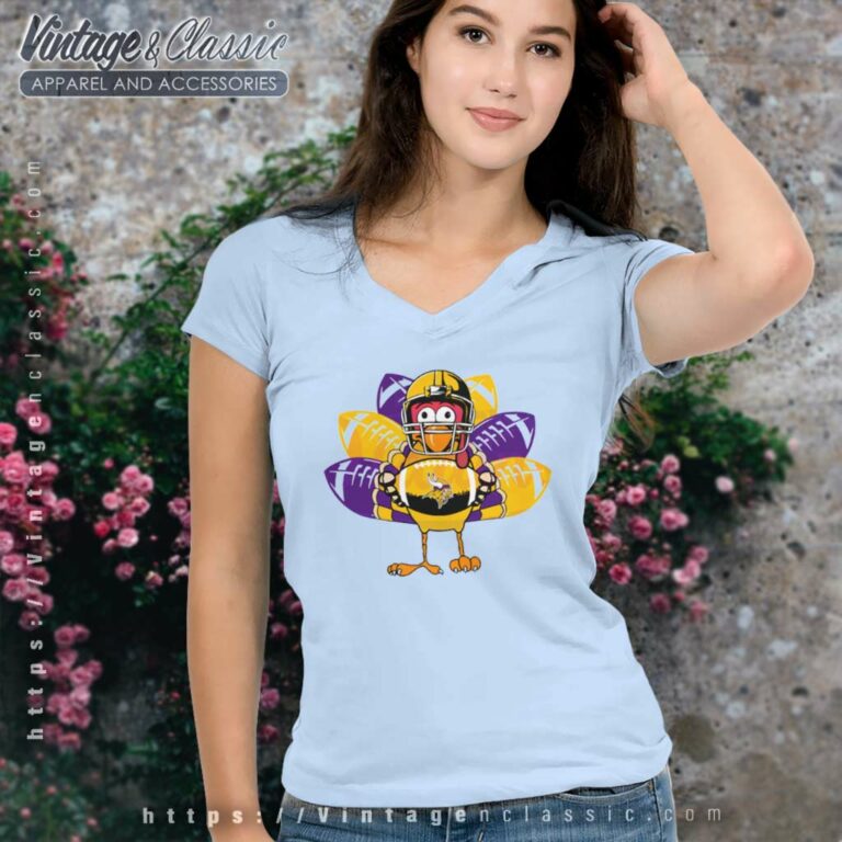 Minnesota Vikings Turkey Thanksgiving V Neck TShirt Minnesota Vikings Turkey Thanksgiving V Neck TShirt