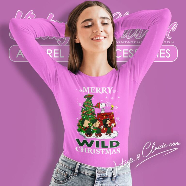 Minnesota Wild Christmas Merry Snoopy Long Sleeve Tee Minnesota Wild Christmas Merry Snoopy Long Sleeve Tee