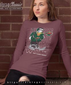 Minnesota Wild Donald Duck Hockey Shirt Long Sleeve Tee