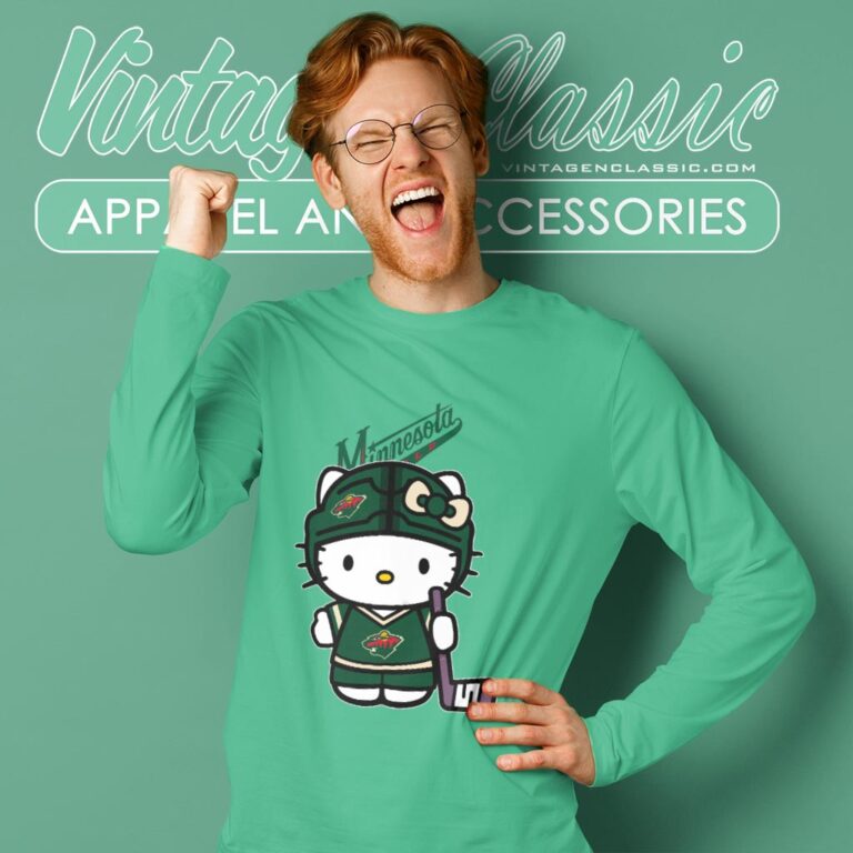 Minnesota Wild Hello Kitty Shirt Long Sleeve Tee Minnesota Wild Hello Kitty Shirt Long Sleeve Tee