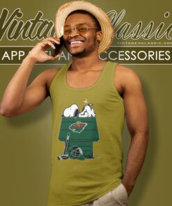 Minnesota Wild Hockey Snoopy Woodstock The Peanuts Movie Tank Top Racerback