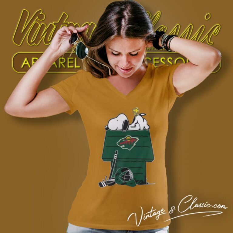Minnesota Wild Hockey Snoopy Woodstock The Peanuts Movie V Neck TShirt Minnesota Wild Hockey Snoopy Woodstock The Peanuts Movie V Neck TShirt