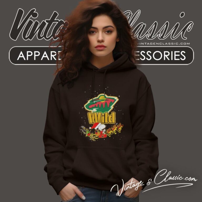Minnesota Wild Santa Snoopy And Woodstock Christmas Hoodie Minnesota Wild Santa Snoopy And Woodstock Christmas Hoodie