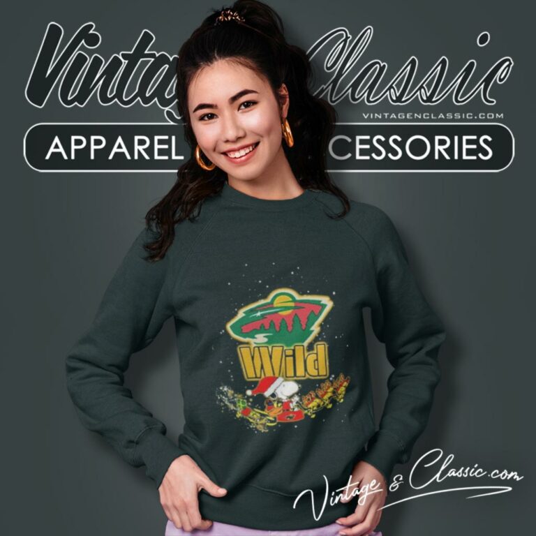 Minnesota Wild Santa Snoopy And Woodstock Christmas Sweatshirt Minnesota Wild Santa Snoopy And Woodstock Christmas Sweatshirt