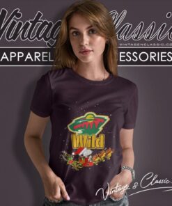 Minnesota Wild Santa Snoopy And Woodstock Christmas Women T Shirt