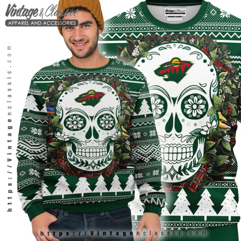 Minnesota Wild Skull Ugly Christmas Sweater Ugly Sweater Minnesota Wild Skull Ugly Christmas Sweater Ugly Sweater