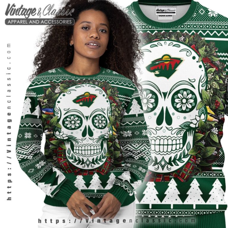 Minnesota Wild Skull Ugly Christmas Sweater Women Ugly Sweater Minnesota Wild Skull Ugly Christmas Sweater Women Ugly Sweater