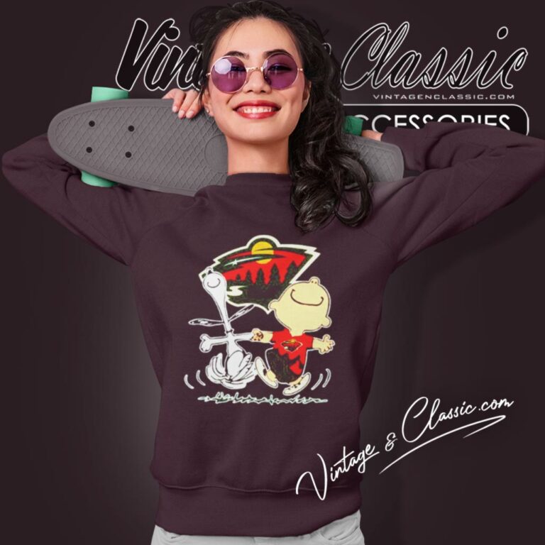 Minnesota Wild Snoopy And Charlie Brown Dancing Sweatshirt Minnesota Wild Snoopy And Charlie Brown Dancing Sweatshirt
