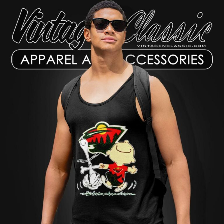 Minnesota Wild Snoopy And Charlie Brown Dancing Tank Top Racerback Minnesota Wild Snoopy And Charlie Brown Dancing Tank Top Racerback