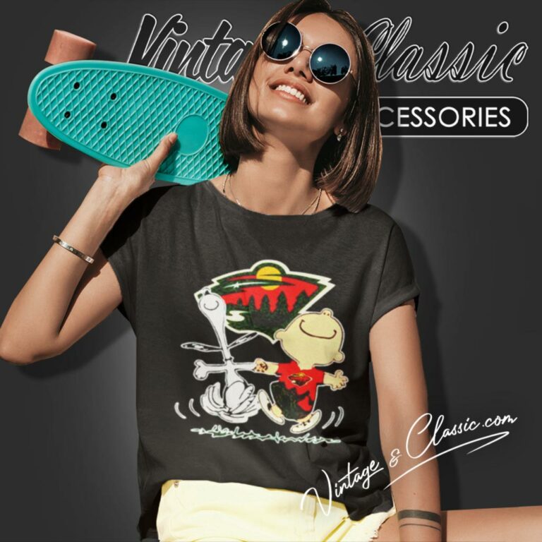 Minnesota Wild Snoopy And Charlie Brown Dancing Women T Shirt Minnesota Wild Snoopy And Charlie Brown Dancing Women T Shirt
