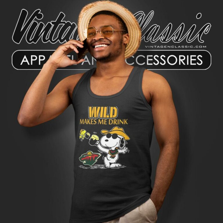 Minnesota Wild Snoopy And Woodstock Makes Me Drink Tank Top Racerback Minnesota Wild Snoopy And Woodstock Makes Me Drink Tank Top Racerback