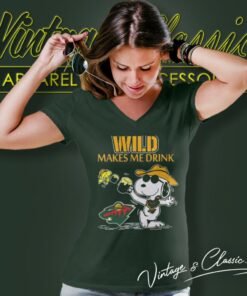 Minnesota Wild Snoopy And Woodstock Makes Me Drink Shirt 5 Minnesota Wild Snoopy And Woodstock Makes Me Drink V Neck TShirt