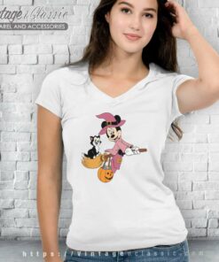 Minnie Flying Witch Costume Halloween V Neck TShirt