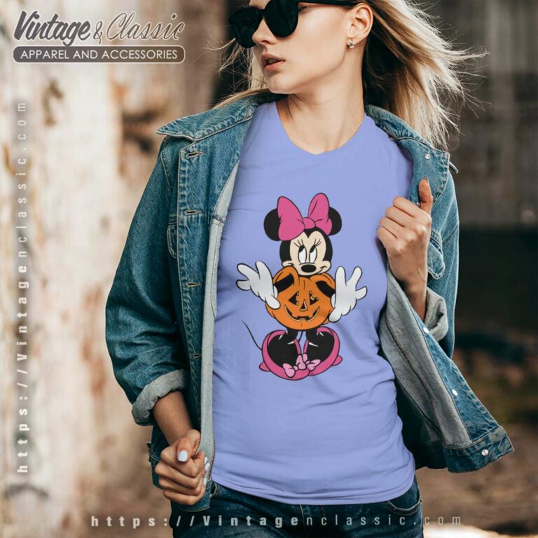 Minnie Mouse Pumpkin Halloween V Neck TShirt Minnie Mouse Pumpkin Halloween V Neck TShirt