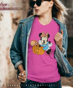 Minnie Pumpkin Halloween Shirt Gift For Her V Neck TShirt