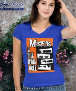 Misfits 3 Hits From Hell Shirt 6 Misfits 3 Hits From Hell V Neck TShirt