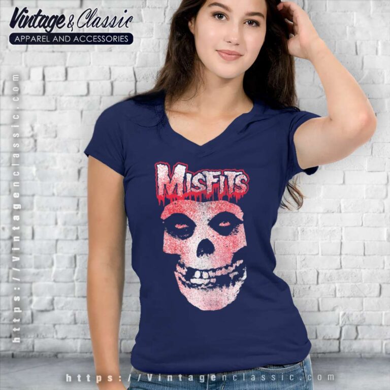 Misfits Red Skull Logo V Neck TShirt Misfits Red Skull Logo V Neck TShirt