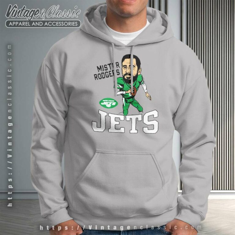 Mister Rodgers Jets Aaron Rodgers New York Jets Caricature Hoodie Mister Rodgers Jets Aaron Rodgers New York Jets Caricature Hoodie