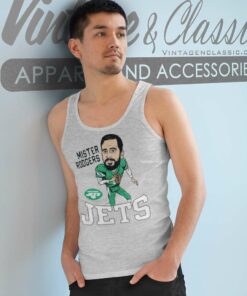Mister Rodgers Jets Aaron Rodgers New York Jets Caricature Tank Top Racerback