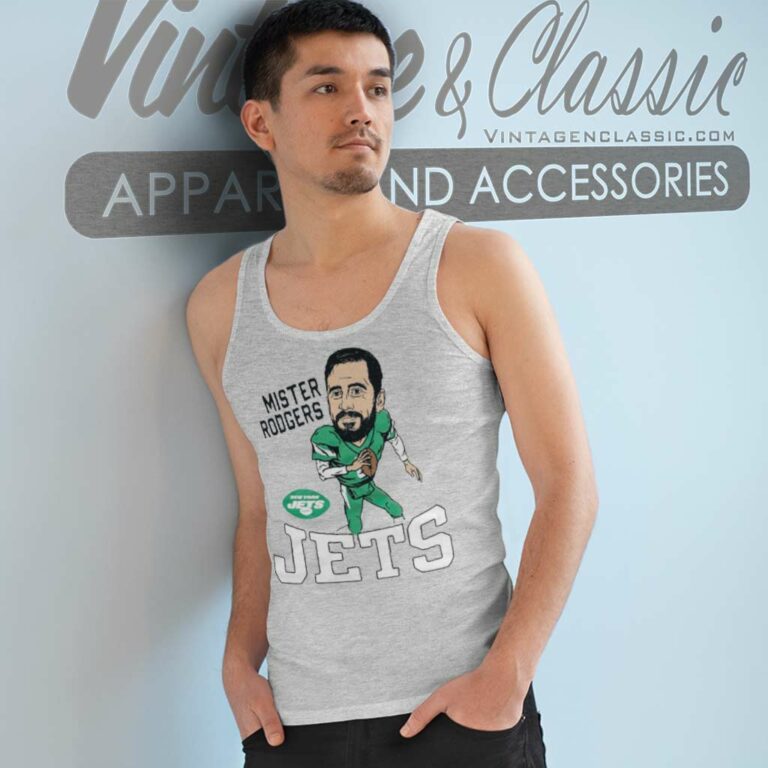 Mister Rodgers Jets Aaron Rodgers New York Jets Caricature Tank Top Racerback Mister Rodgers Jets Aaron Rodgers New York Jets Caricature Tank Top Racerback