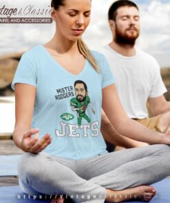 Mister Rodgers Jets Aaron Rodgers New York Jets Caricature V Neck TShirt