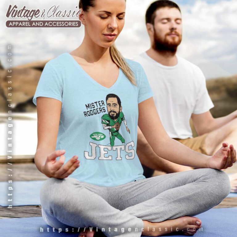 Mister Rodgers Jets Aaron Rodgers New York Jets Caricature V Neck TShirt Mister Rodgers Jets Aaron Rodgers New York Jets Caricature V Neck TShirt