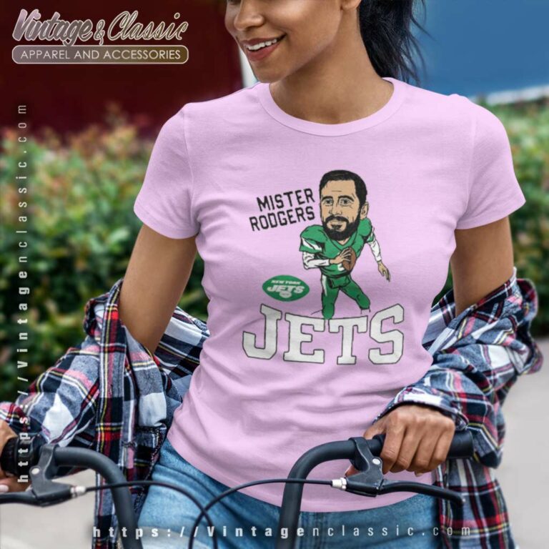 Mister Rodgers Jets Aaron Rodgers New York Jets Caricature Women TShirt Mister Rodgers Jets Aaron Rodgers New York Jets Caricature Women TShirt