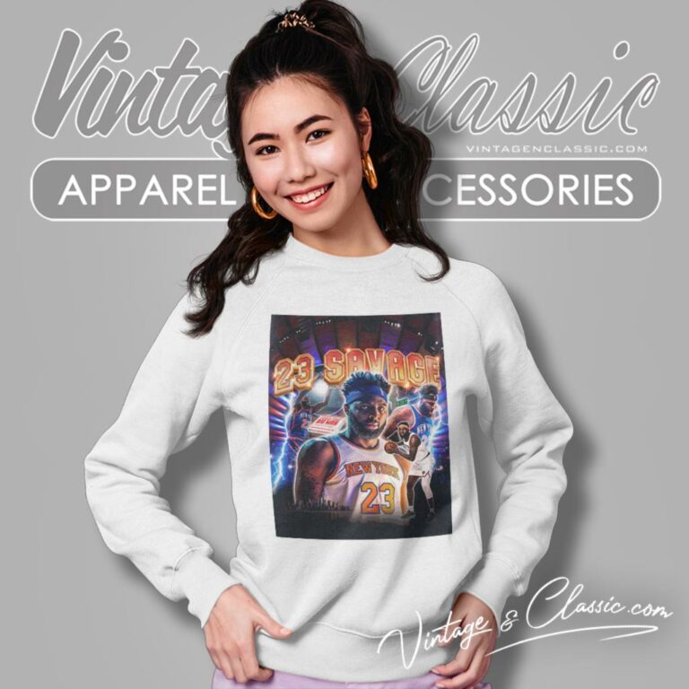 Mitchell Robinson New York Knicks 23 Savage Sweatshirt Mitchell Robinson New York Knicks 23 Savage Sweatshirt