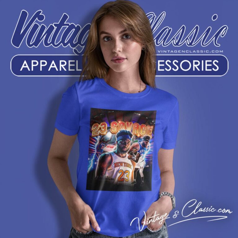 Mitchell Robinson New York Knicks 23 Savage Women T Shirt Mitchell Robinson New York Knicks 23 Savage Women T Shirt