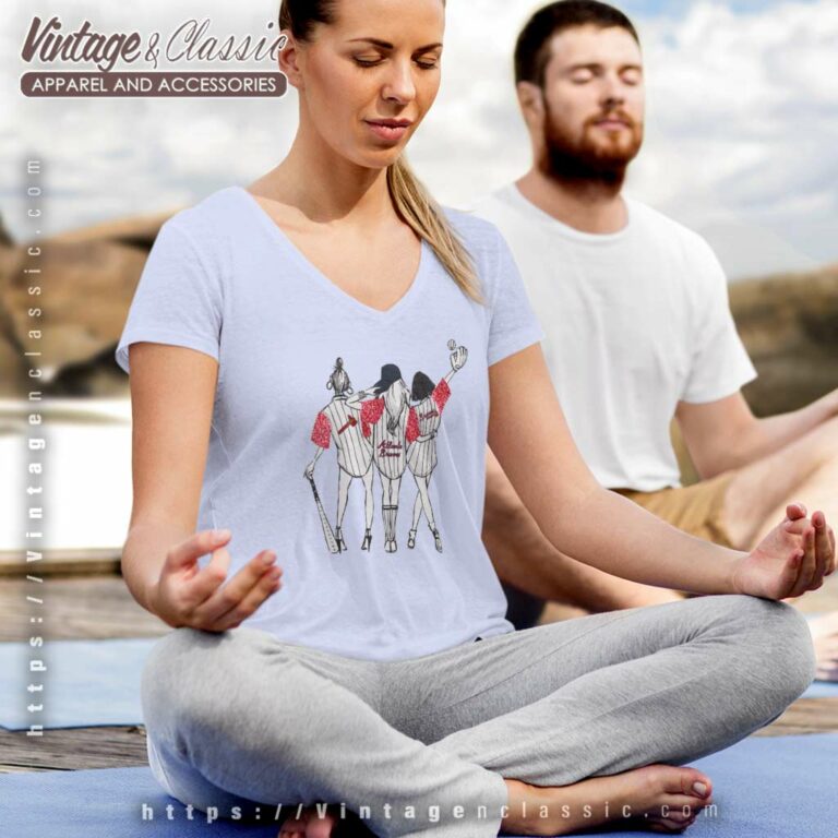 Mlb Atlanta Braves G Iii 4her By Carl Banks Illustration Ringer V Neck TShirt Mlb Atlanta Braves G Iii 4her By Carl Banks Illustration Ringer V Neck TShirt