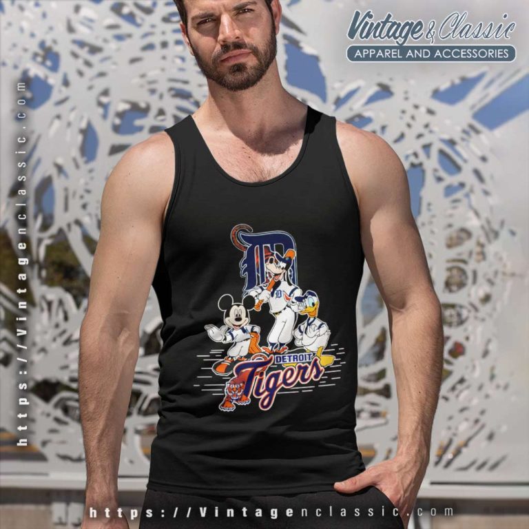 Mlb Detroit Tigers Mickey Mouse Donald Duck Goofy Tank Top Racerback Mlb Detroit Tigers Mickey Mouse Donald Duck Goofy Tank Top Racerback