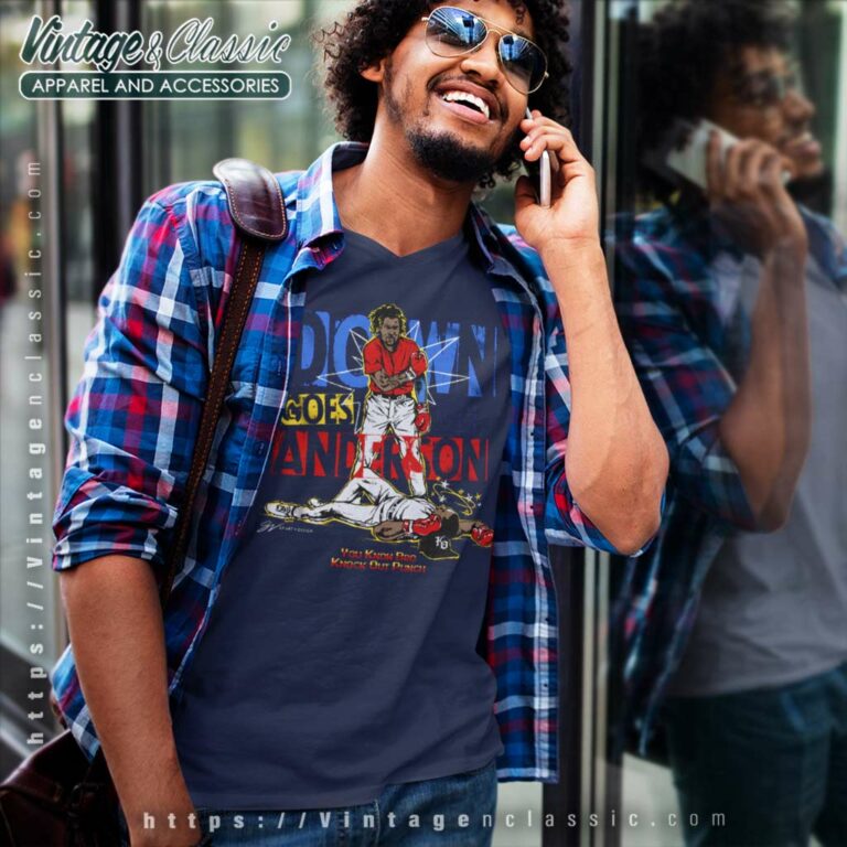 Mlb Down Goes Anderson Limited Edition V Neck TShirt Mlb Down Goes Anderson Limited Edition V Neck TShirt