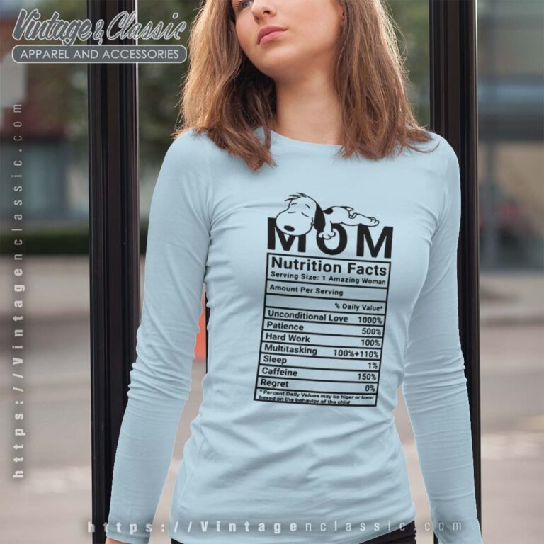 Mom Nutrition Facts Snoopy Long Sleeves Mom Nutrition Facts Snoopy Long Sleeves