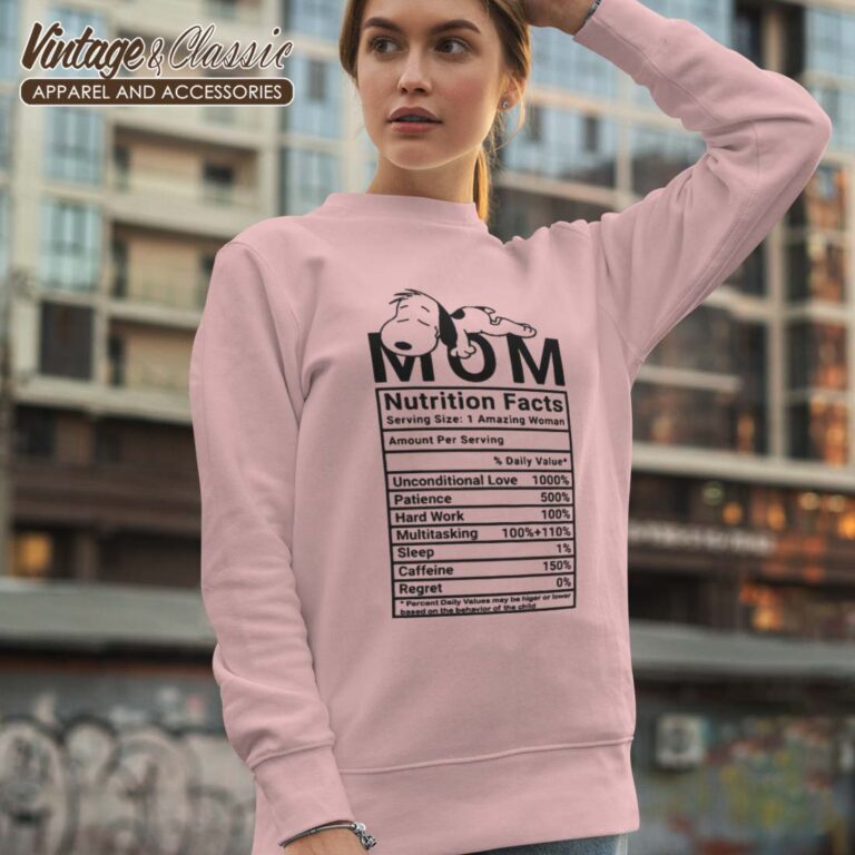 Mom Nutrition Facts Snoopy Sweetshirt Mom Nutrition Facts Snoopy Sweetshirt