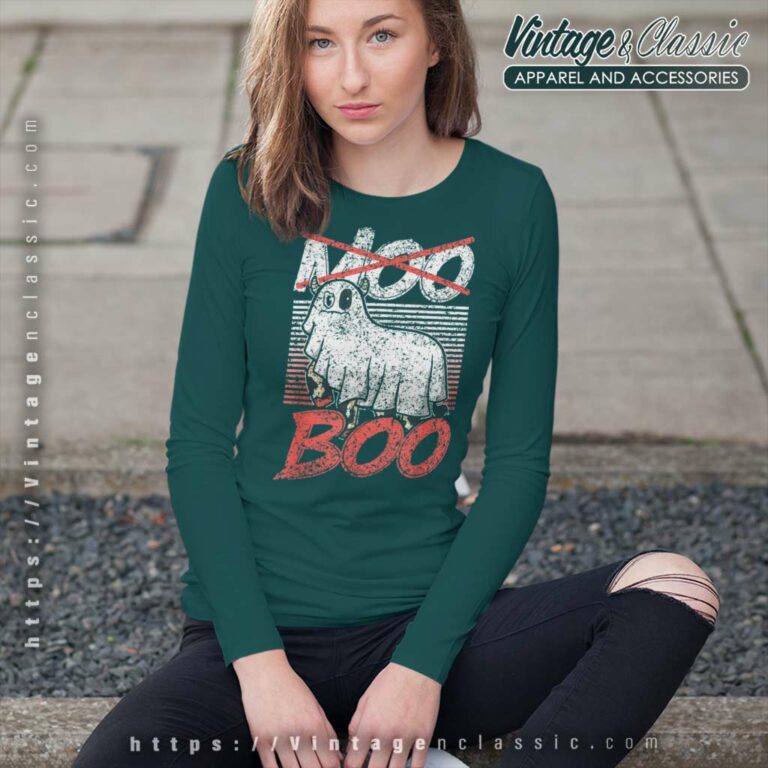 Moo Boo Cows Ghost Cow Halloween Vintage Long Sleeve Tee Moo Boo Cows Ghost Cow Halloween Vintage Long Sleeve Tee