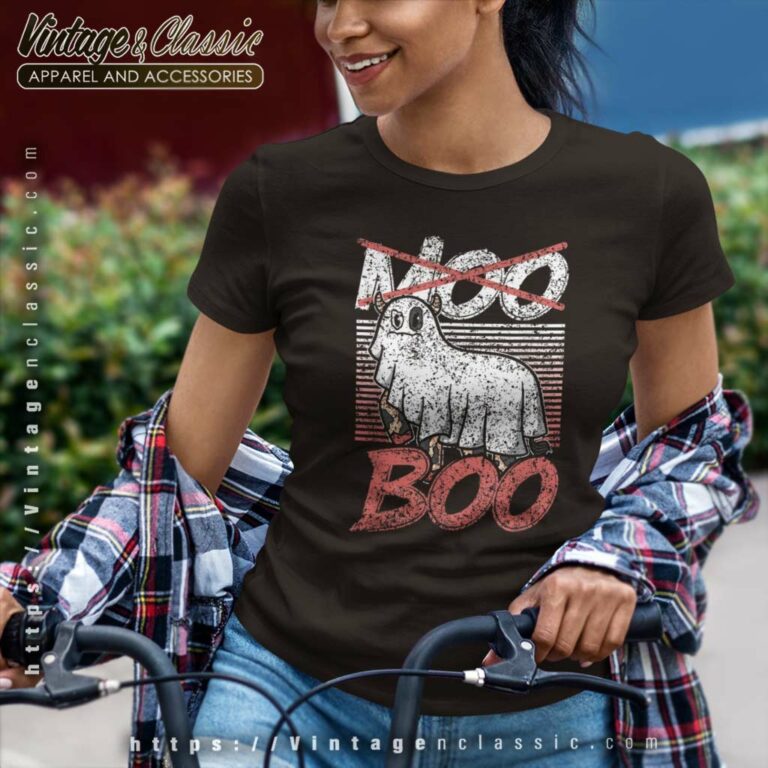 Moo Boo Cows Ghost Cow Halloween Vintage Women TShirt Moo Boo Cows Ghost Cow Halloween Vintage Women TShirt