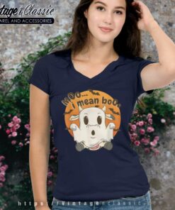 Moo I Mean Boo Cute Shirt Halloween Cow V Neck TShirt