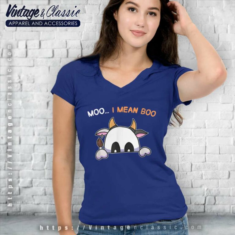 Moo I Mean Boo Farmer Ghost Cow Halloween V Neck TShirt Moo I Mean Boo Farmer Ghost Cow Halloween V Neck TShirt