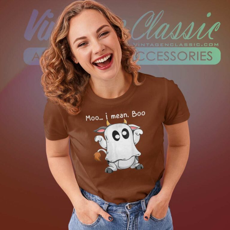 Moo I Mean Boo Ghost Cow Halloween Farmer Women TShirt Moo I Mean Boo Ghost Cow Halloween Farmer Women TShirt