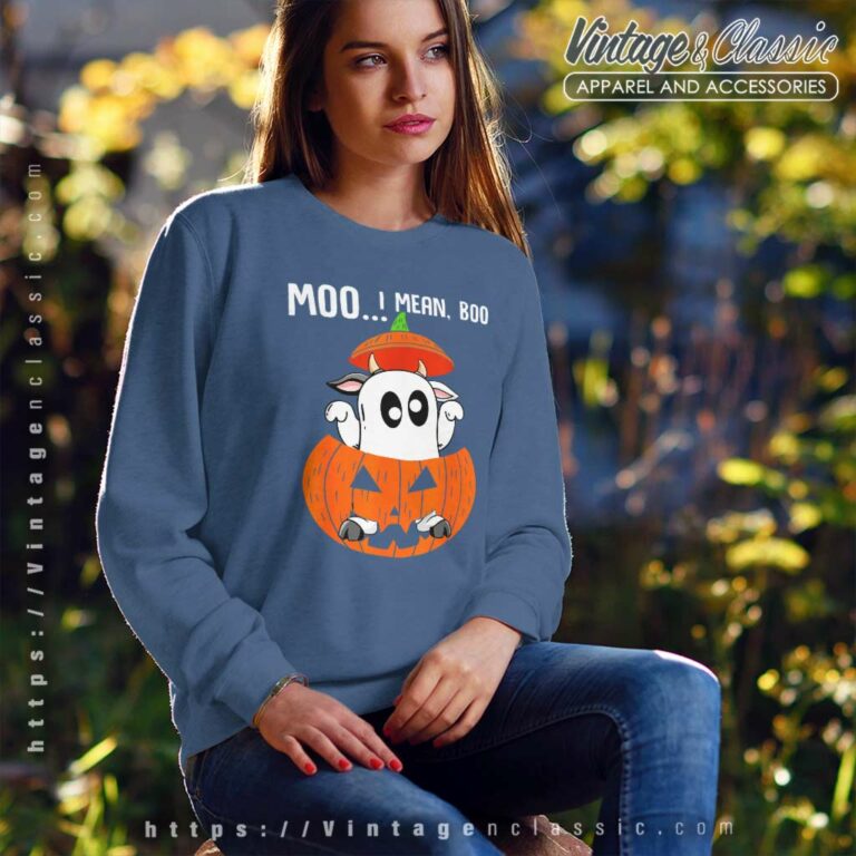 Moo I Mean Boo Ghost Cow Pumpkin Halloween Sweatshirt Moo I Mean Boo Ghost Cow Pumpkin Halloween Sweatshirt