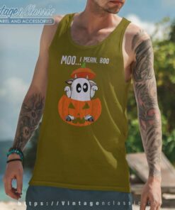 Moo I Mean Boo Ghost Cow Pumpkin Halloween Shirt 4 Moo I Mean Boo Ghost Cow Pumpkin Halloween Tank Top Racerback