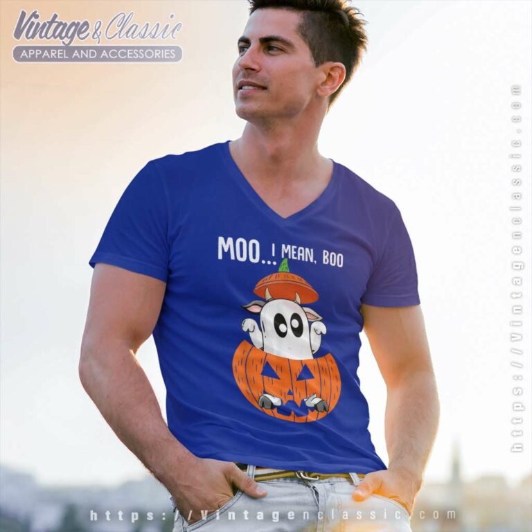 Moo I Mean Boo Ghost Cow Pumpkin Halloween V Neck TShirt Moo I Mean Boo Ghost Cow Pumpkin Halloween V Neck TShirt