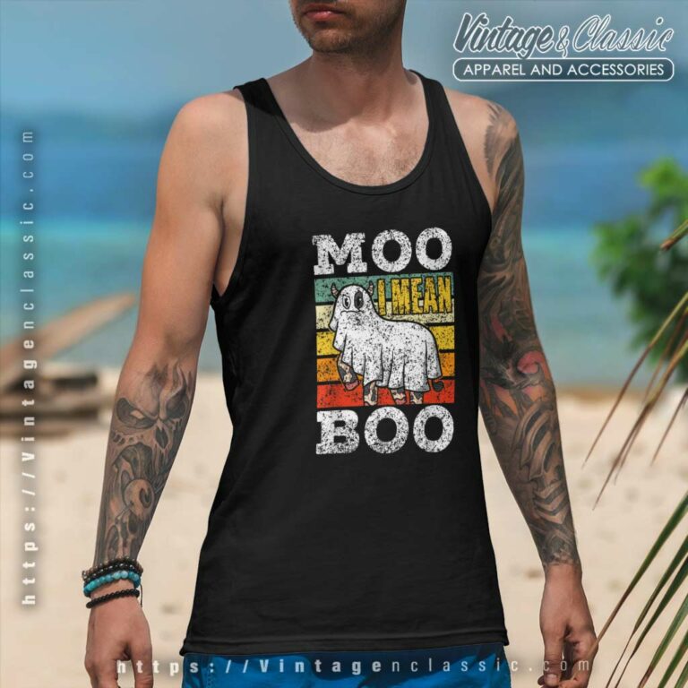 Moo I Mean Boo Ghost Cows Cow Halloween Tank Top Racerback Moo I Mean Boo Ghost Cows Cow Halloween Tank Top Racerback